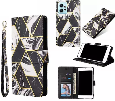 Xiaomi Redmi Note 12 Gilded Marble Pattern Wallet 3 Card Slots ID Window Lany • $8.90