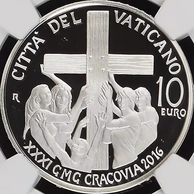 VATICAN CITY. 2016 10 Euro Silver - NGC PF70 - Top Pop 🥇 World Youth Day • $276.24
