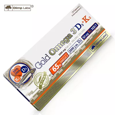 OLIMP PREMIUM GOLD OMEGA 3 D3 + K2 - Fatty Acids EPA DHA Eyes Brain Heart Health • $60.38