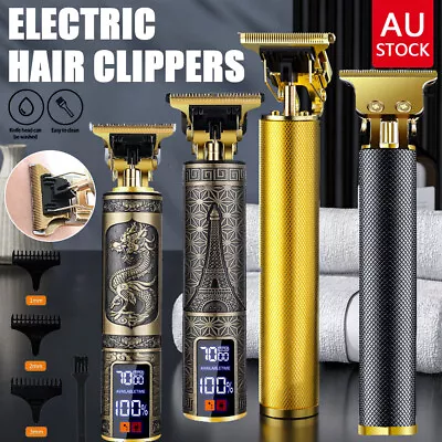 Men Portable Electric Hair Trimmer Clippers Beard Shaver Cutting Cordless AU • $14.99