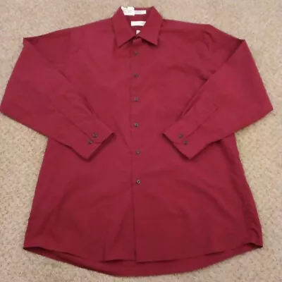 Van Heusen Shirt Mens Large Red Long Sleeve Button Up • $11.99