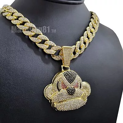 Iced Cubic Zirconia Monkey Kong Charm & 16 ~30  Cuban Chain Hip Hop Necklace • $15.99