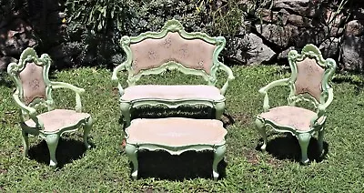 Canova Italy 1960s Childs Toy Miniature Louis XV Plastic 2 X Chairs Sofa Table • $90