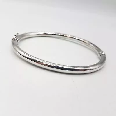 925 Sterling Silver Milor Italy Hollow Tube Hinged Bangle Bracelet • $26