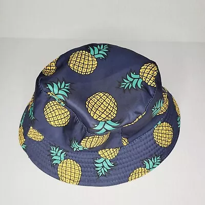 Pineapple Bucket Hat Women's Small One Size Blue & Yellow Sun Fishing Beach Pool • $4.98