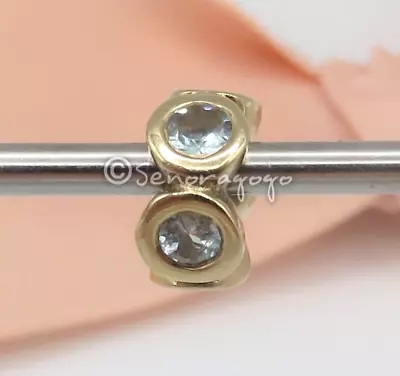 $485 • Buy PANDORA LIGHTS 14k 585 Yellow Gold Blue AQUAMARINE Charm #750295AQ Rare