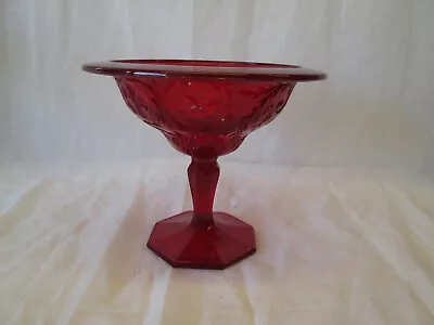 McKee Glass RUBY RED ROCK CRYSTAL Open Compote  7.25  Tall X 8.5  Wide  • $89.99