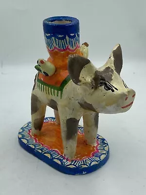 VTG Mexican Candleholder PIG Birds Folk ART Pottery Tree Of LIfe Castillo • $30