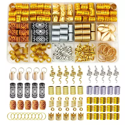 150 Pieces Dreadlocks Loc Hair Jewelry For Women Braids Hair Wood-Like Tube & B • $15.74