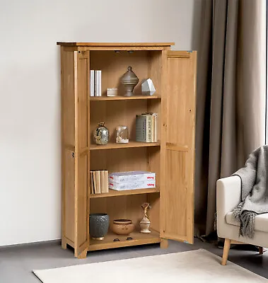 Tall Oak Storage Cupboard | Wooden Filing Cabinet | Shoe Organiser Bathroom Unit • £409.99