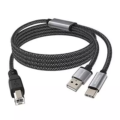 2in1 USB Printer Cable 3.28FT/1M With USB C To MIDI Cable Printer CableUSB M... • $14.53