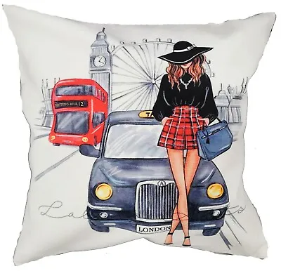 Fashion Illustration Model In London Printed Cushion Cover • £9