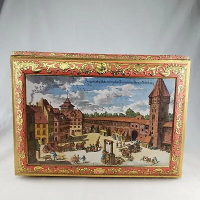 Vintage 1986 E Otto Schmidt Lebkuchen Germany Nurnberg Litho Cookie Tin W/ PAPER • $39.95