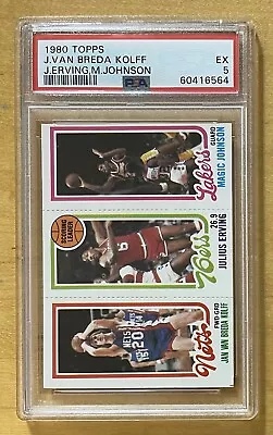 Magic Johnson RC/Julius Erving 1980-81 Topps PSA 5 EX Boston Celtics • $112.12