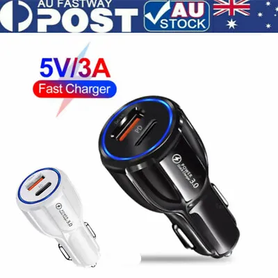 $9.99 • Buy Type C Car Charger Adapter USB QC3.0 PD Type-C Quick Charging Cigarette Lighter