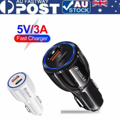 Type C Car Charger Adapter USB QC3.0 PD Type-C Quick Charging Cigarette Lighter • $9.99