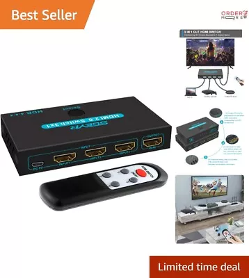 3 Port HDMI Switch Splitter - Supports 4K@60Hz Ultra HD & 3D - IR Remote Control • $31.33