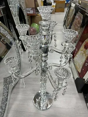 XL Crystal Candelabra 9 Arms Home Decor Candle Holder Italian Style Tea Light • £79.99