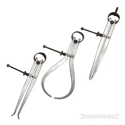 SILVERLINE 180mm SPRING CALIPER SET Inc Dividers Internal & External Calipers • £13.95