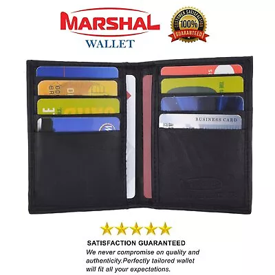 Mens Slim Thin Genuine Leather Bifold Id Wallet Money Credit Card Holder Window • $10.99