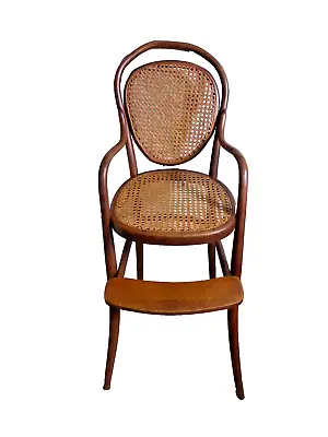 Antique Thonet Child's High Chair With Footrest Vintage Bentwood Cane Toddler • $425