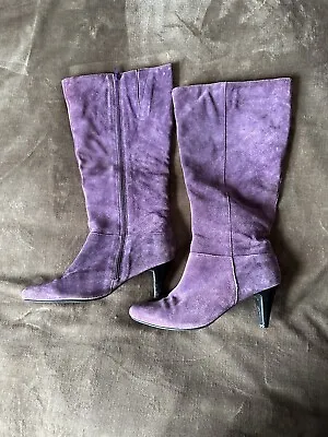 Ladies Suede Purple Boots By Legroom Size 7 EEE • £20