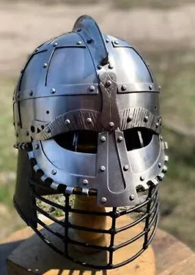 Historical Viking Warrior Battle Helmet With Grill Curtain. • $170