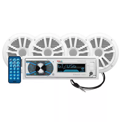 Boat Marine Stereo Sound System.Bluetooth Receiver W/ 4 - 6.5  Speakers.Amp • $199