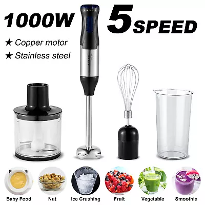 UK 1000W 4 In 1 5 Speed Powerful Hand Held Electric Food Blender Mixer Stick • £33.99