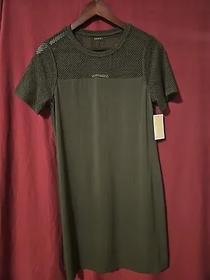 Michael Kors Short Green T-Shirt Dress Mesh Top Short Sleeve  Womens Size Medium • $18