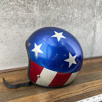 Vintage Easy Rider Motorcycle Helmet Captain America Stars Stripes Evel Knievel • $239.99