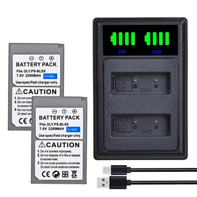2X Battery +Charger For BLS5 Olympus Evolt E-400 E-410 E-420 E-450 E-600 E-620 • $32.99