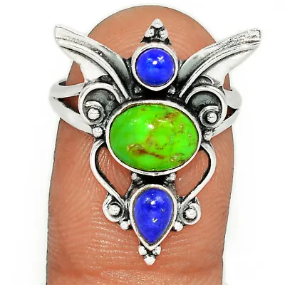 Angel Wing - Composite Green Mohave Turquoise 925 Silver Ring S.8 CR16931 • $20.99