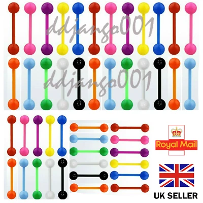 £1.59 • Buy Tongue Bars Bar Plastic Barbell Nipple / Belly Tragus Eyebrow Piercing Bars UK