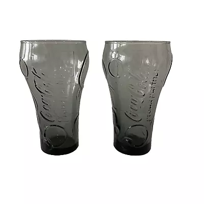 2012 London Olympics Coca Cola Glasses X 2 McDonalds Soccer Football Charcoal  • $29.99