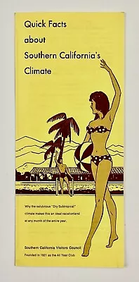 1970s Southern California Climate Facts Vintage Travel Brochure Tourist Info CA • $12.99