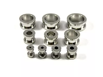 £2.95 • Buy Silver Stainless Steel Double Flare Ear Tunnels Stretchers Tapers Choice Of Size