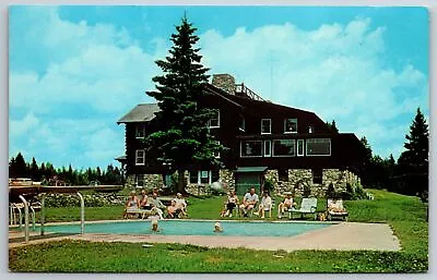 Moose River Maine~Sky Lodge & Motel~Swimming Pool~Roadside~1950s Postcard • $13
