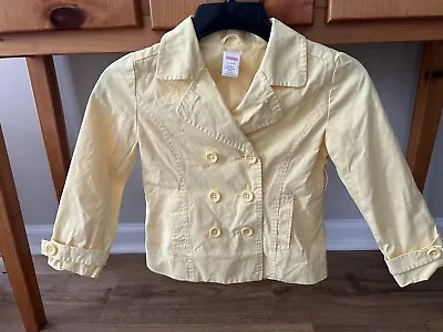 Gymboree Girl's 5-6 Yellow Button Spring Collared Jacket Pea Coat Blazer • $12