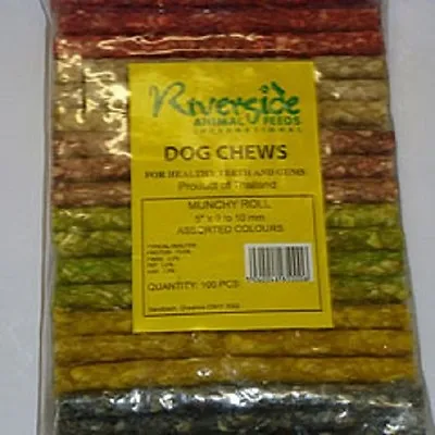 £8.99 • Buy 100 X  MUNCHY ROLL DOG CHEWS FROM RIVERSIDE , TOP QUALITY NATURAL  (100 CHEWS!) 
