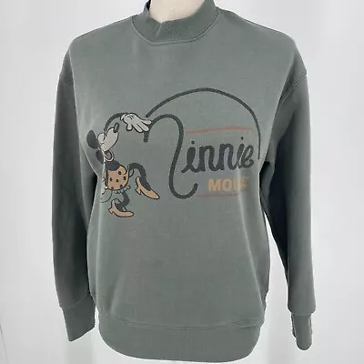 Disney Parks Apparel Minnie Mouse WOMENS Olive Green Pullover Sweatshirt SMALL • $16.97