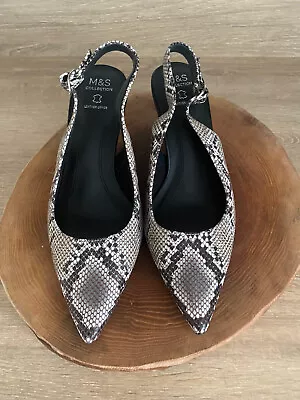 M&S Insolia   Slingbacks Snake Pattern 5.5 LEATHER NEW • £20