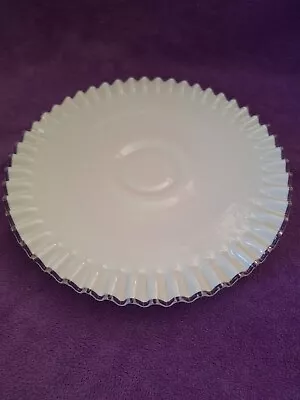 Fenton Silver Crest Milk Glass 12  Low Pedestal Stand Cake Plate Vintage • $70