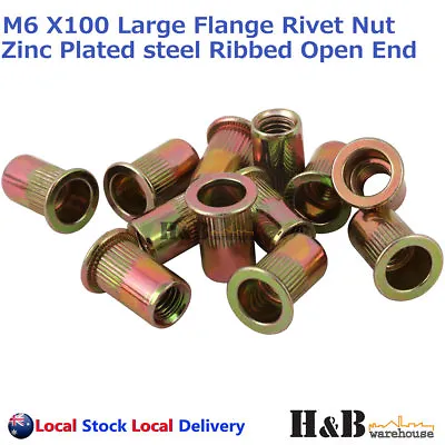 M6 X 100 Nutserts Rivet Nuts Flange Blind Rivnuts Zinc Plated Steel Nut Nutsert  • $15.14