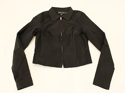 Motel Rocks Women's Carson Cropped Zip-Up Jacket EG7 Black Size 2XS NWT • $12.50