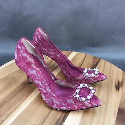 Max Studio Pink Embellished Slip On Heels Pumps Womens Size 6 B • $13.11