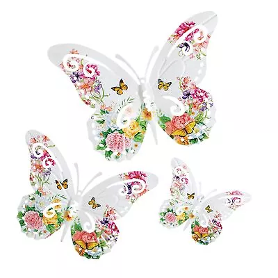 Floral Butterfly Metal Wall Art - Set Of 3 • $17.97