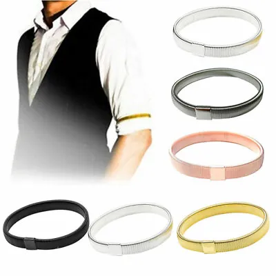 Mens Elasticated Arm Band Metal Shirt Sleeve Holder Gentleman  Cuffs Non-slip UK • £3.66