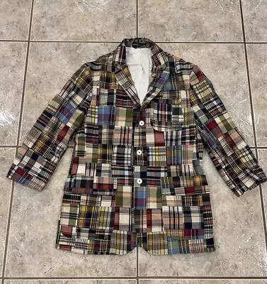 Vtg Mens Medium Polo Ralph Lauren Madras Patchwork Plaid Blazer Sport Coat EUC • $89.99