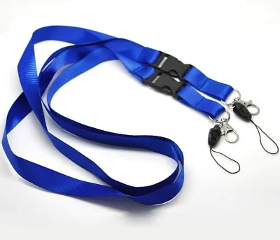 10x DETACHABLE DUAL Blue Lanyard Neck Strap Metal & Loop Clip For ID Card Holder • £4.99